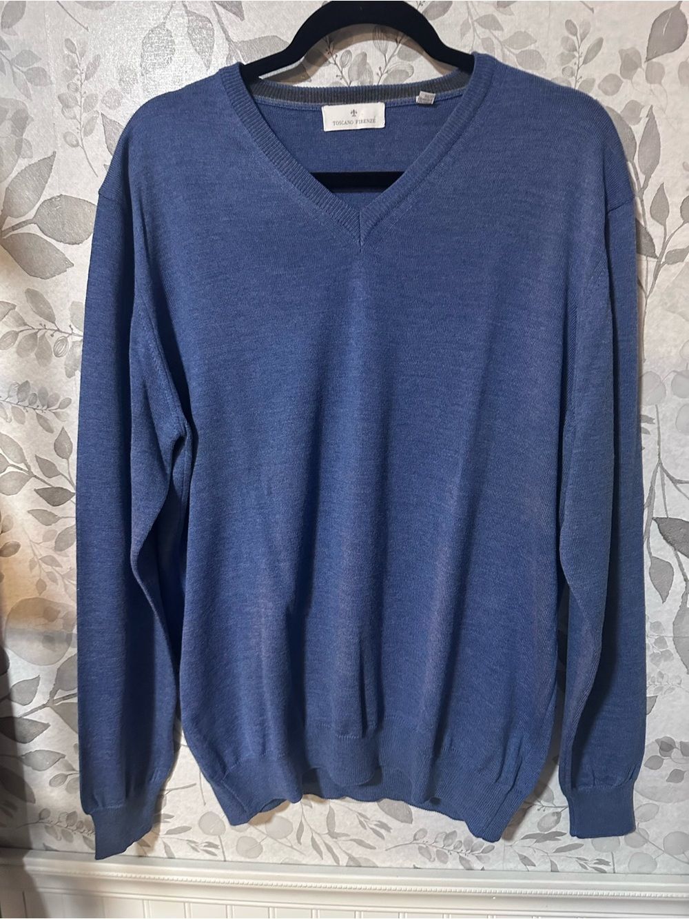 Toscano Firenze Men's V-Neck 100% Merino Wool Sweater XL Italy